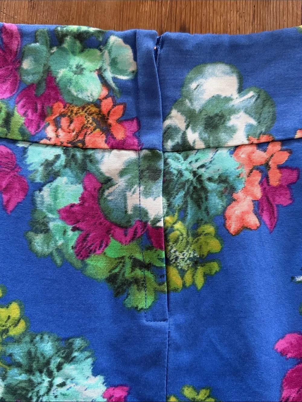 Maeve Anthropologie Garden Days Floral Mini Skirt 12P Blue Zip Pocket Anthro